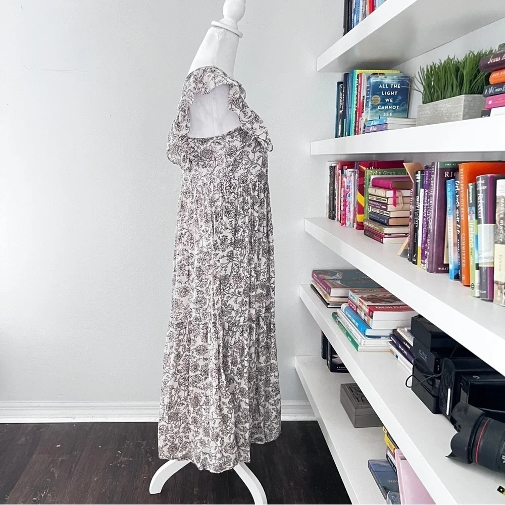 Free People Bonita Printed Midi Dress Tea Combo XS